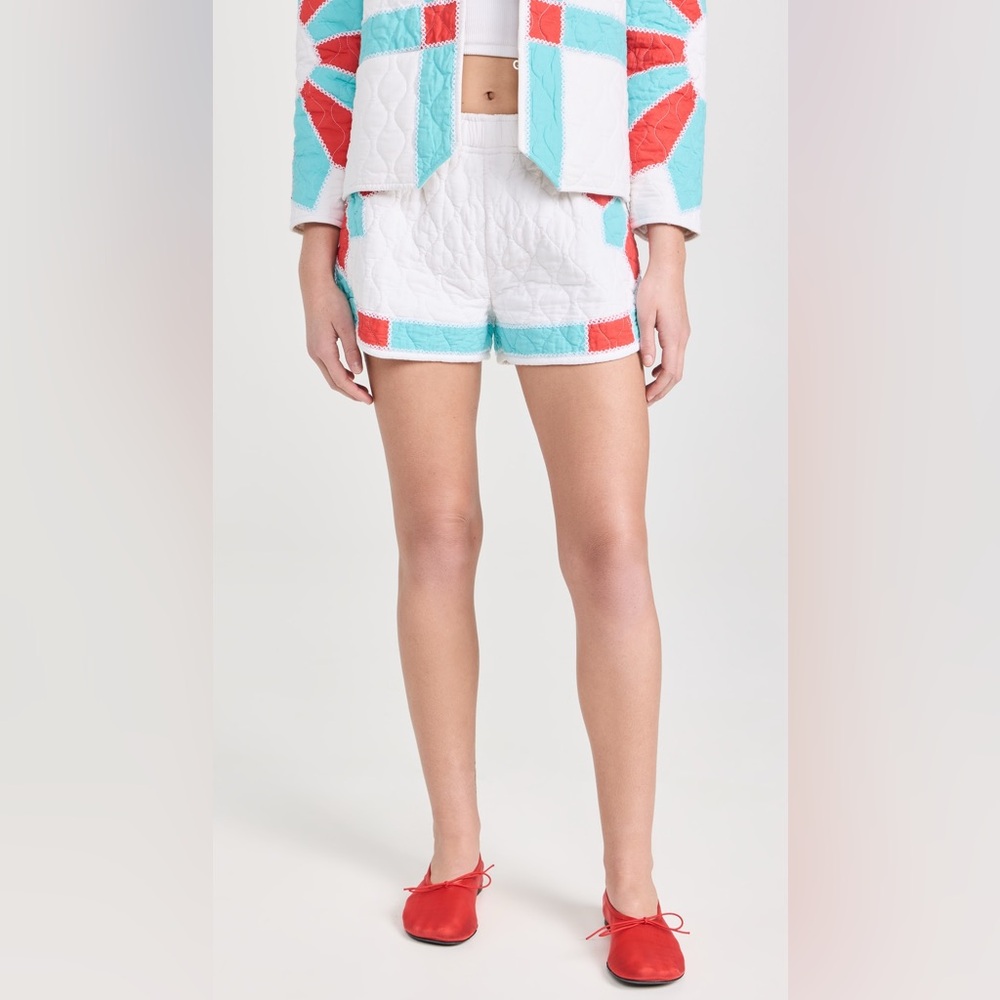 RHODE Mateo White and Red Shorts with Geometric Design
